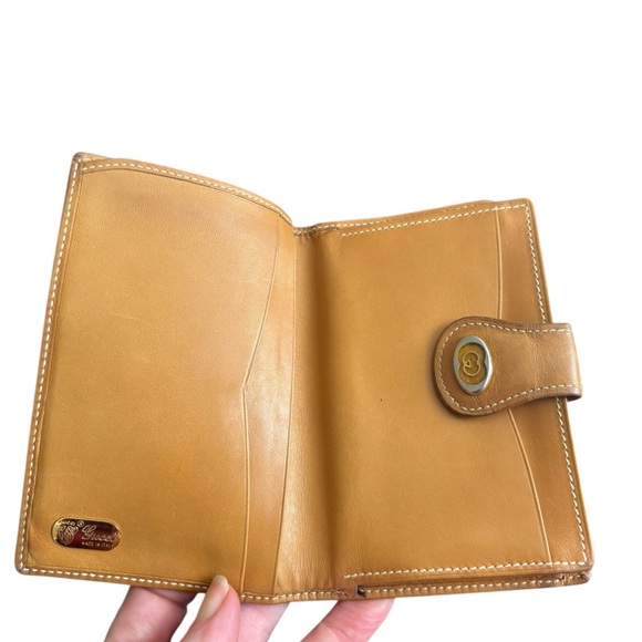 Gucci GG Monogram Snap Kiss Lock Wallet Tan Leather Trim Made in Italy Vintage - Picture 5 of 15